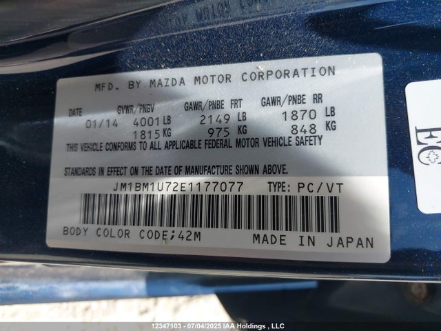 JM1BM1U72E1177077 Mazda pe