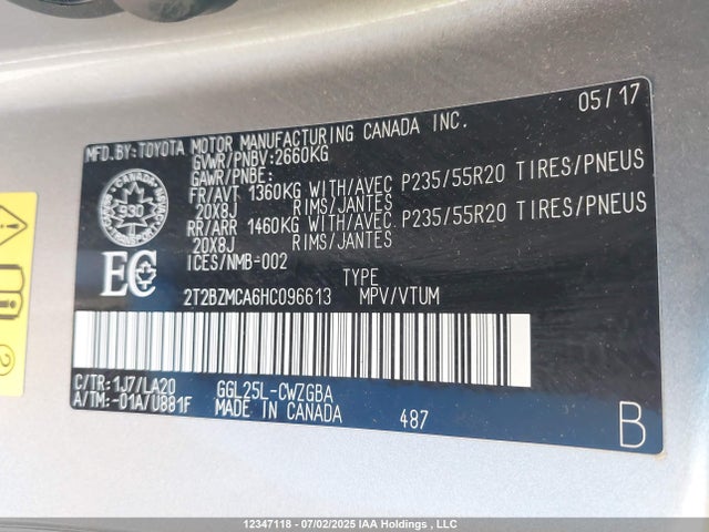 2T2BZMCA6HC096613 Lexus RX