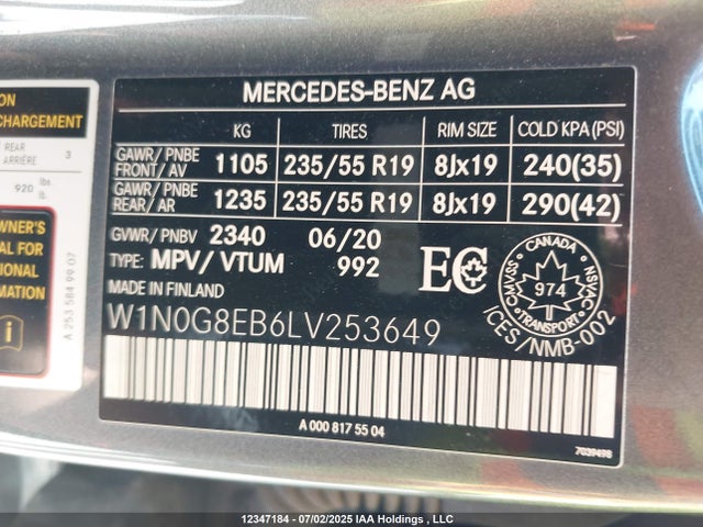 W1N0G8EB6LV253649 Mercedes-Benz m264
