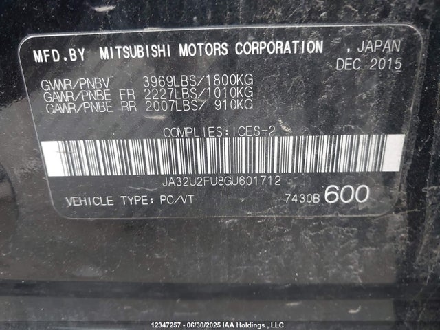JA32U2FU8GU601712 Mitsubishi dohc mivec