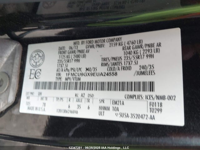 1FMCU9GX9EUA24558 Ford 2014