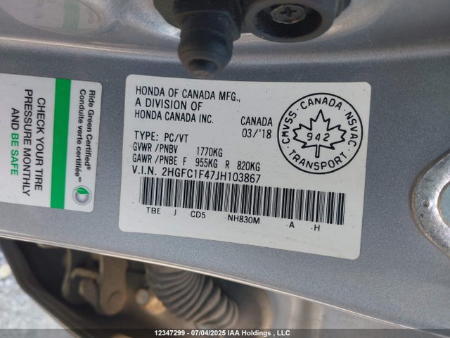 2HGFC1F47JH103867 Honda l15b7