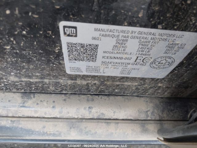 5GAEVAKW1MJ247463 Buick lfy - spark ignited direct injection, atss, gen1