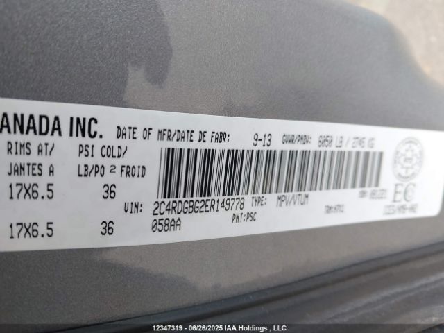 2C4RDGBG2ER149778 Dodge 2014