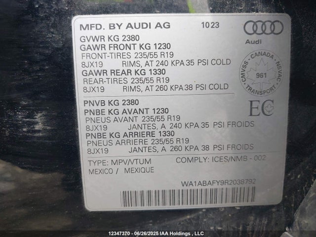 WA1ABAFY9R2038792 Audi 40 tfsi (2.0t)