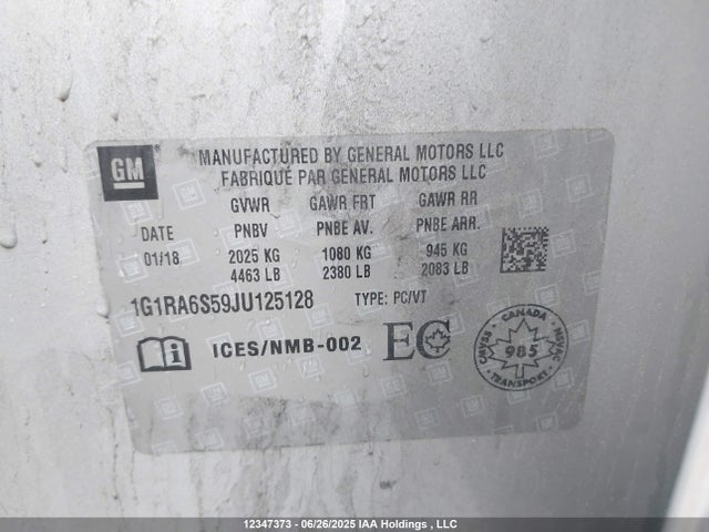 1G1RA6S59JU125128 Chevrolet l3a - direct injection, variable valve timing, hybrid, gen 1
