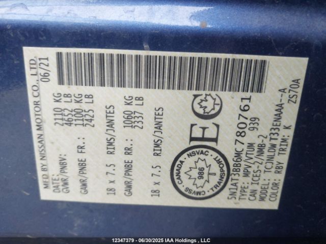 5N1AT3BB6MC780761 Nissan 2021