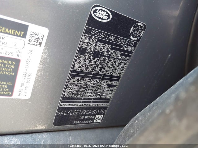 Land Rover aj20p6 2025 SALYL2EU9SA801761 Image 9