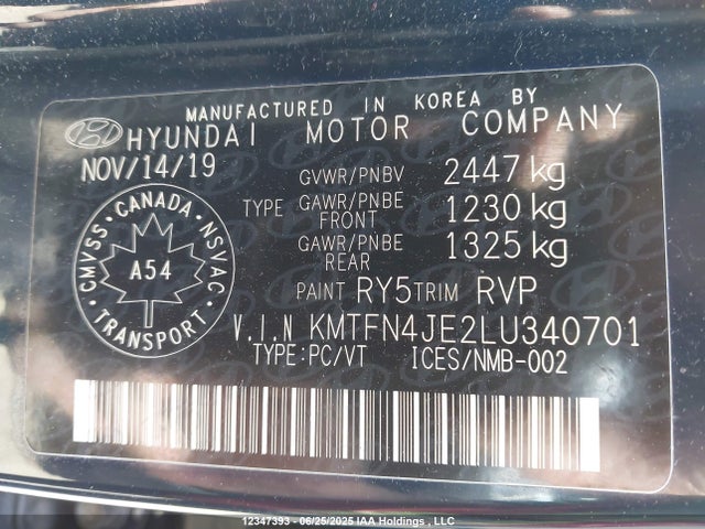 KMTFN4JE2LU340701 Genesis 2020