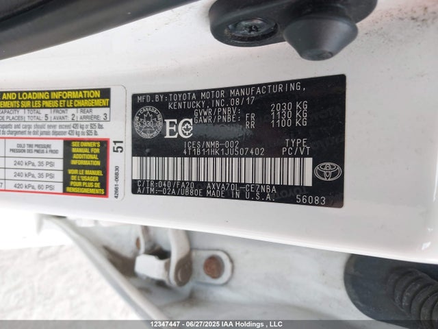 4T1B11HK1JU507402 Toyota a25a-fks