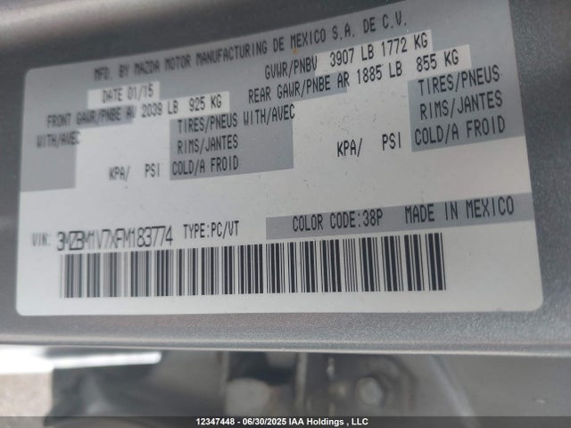 3MZBM1V7XFM183774 Mazda pe