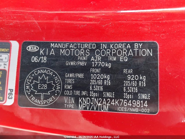 KNDJN2A24K7649814 KIA g gdi