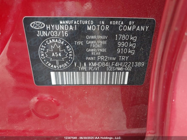 KMHD84LF4HU221389 Hyundai 2017