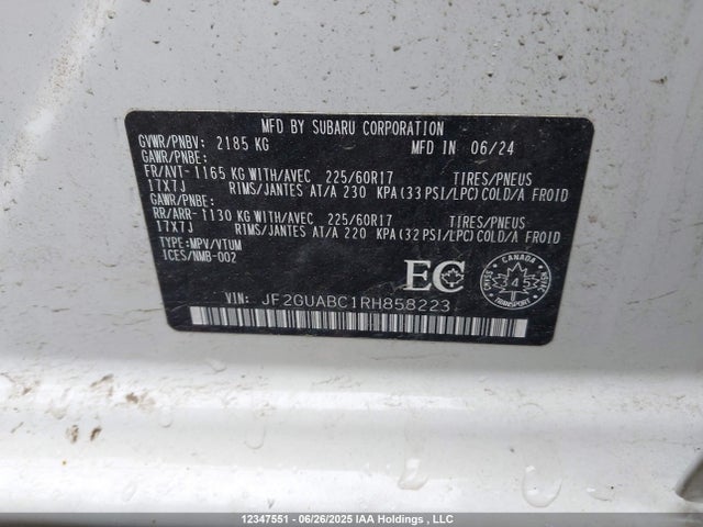 JF2GUABC1RH858223 Subaru na