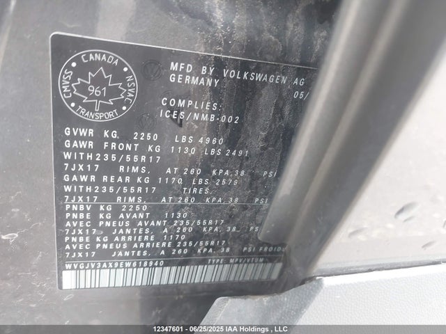 WVGJV3AX9EW618940 Volkswagen 2014