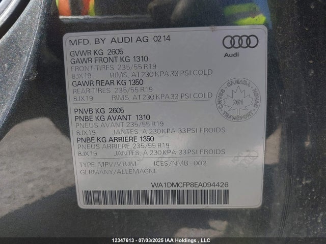 WA1DMCFP8EA094426 Audi 2014