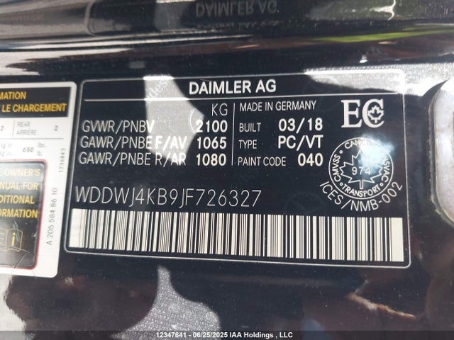 WDDWJ4KB9JF726327 Mercedes-Benz m274