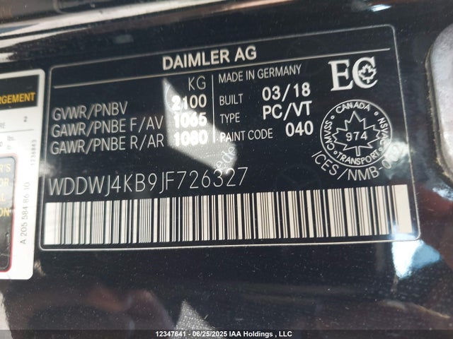 WDDWJ4KB9JF726327 Mercedes-Benz m274