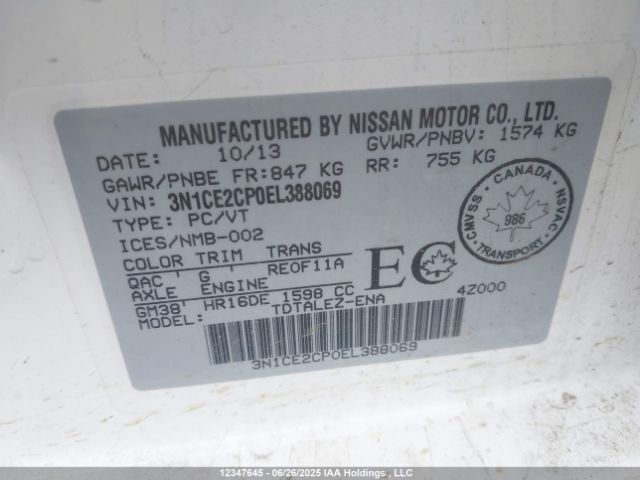 3N1CE2CP0EL388069 Nissan VERSA NOTE