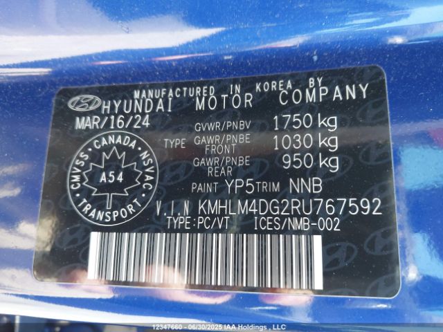 KMHLM4DG2RU767592 Hyundai mpi nu pe