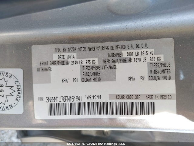 3MZBM1U78FM161841 Mazda pe