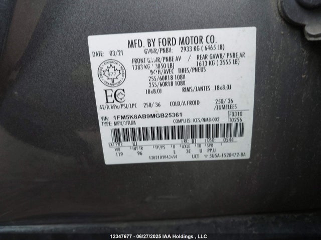 Ford 2021 2021 1FM5K8AB9MGB25361 Image 9