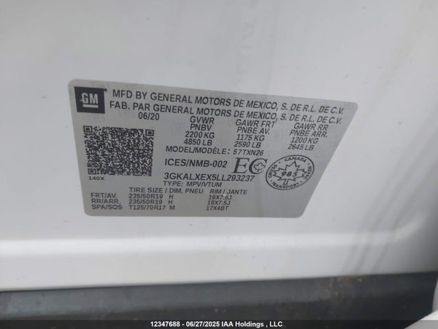 3GKALXEX5LL293237 GMC ltg
