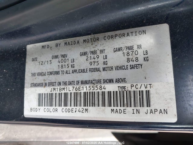 JM1BM1L76E1155584 Mazda pe