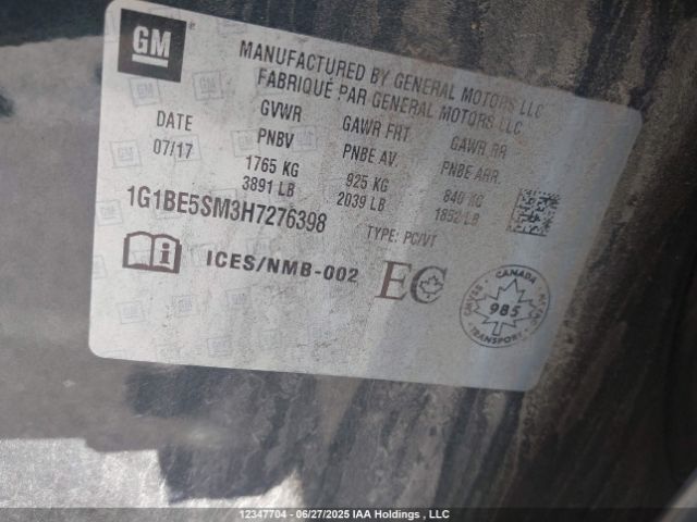 1G1BE5SM3H7276398 Chevrolet le2 -di: direct injection, vvt: variable valve timing, gen, alum