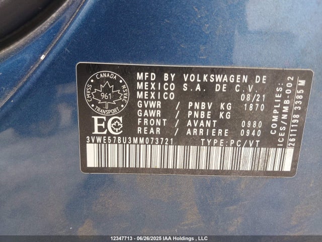 3VWE57BU3MM073721 Volkswagen tsi