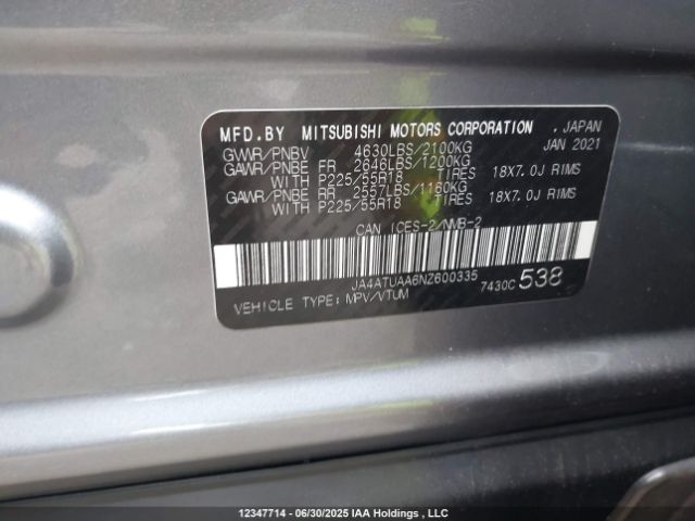 JA4ATUAA6NZ600335 Mitsubishi tc/ic mivec