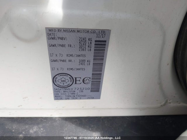 5N1AT2MV6JC725210 Nissan Rogue