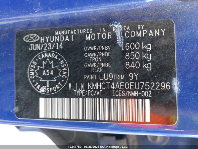 KMHCT4AE0EU752296 Hyundai dohc gdi gamma