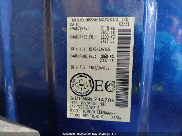 Nissan 2021 2021 5N1AT3BB5MC744706 Image 9
