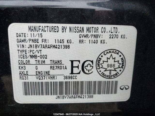 JN1BV7AR4FM421398 Infiniti 2015