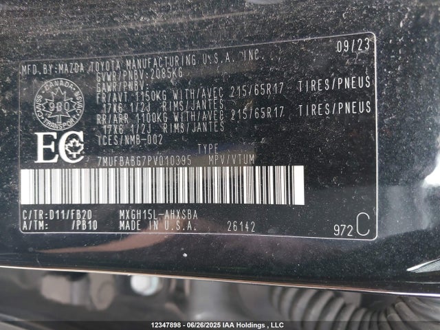 7MUFBABG7PV010395 Toyota m20a-fxs, 1vm+1wm