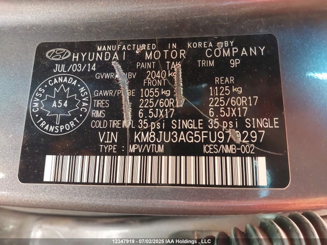 KM8JU3AG5FU970297 Hyundai dohc gdi theta ii