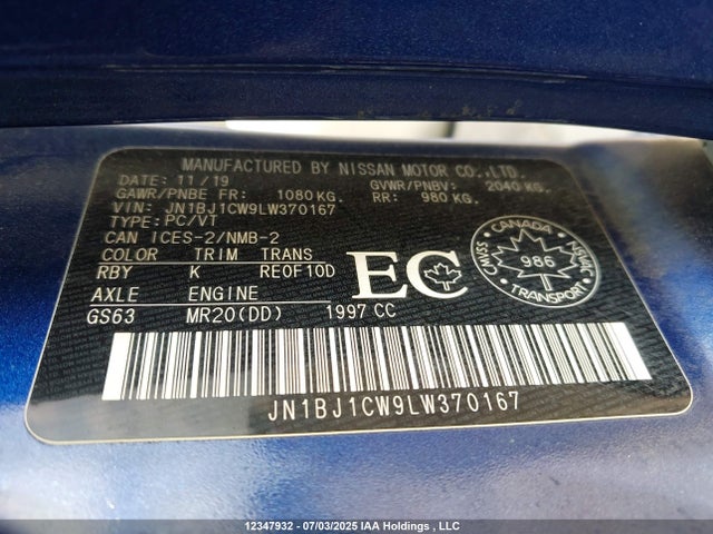 JN1BJ1CW9LW370167 Nissan ROGUE SPORT