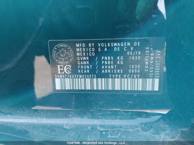 3VW5T7AUXKM024973 Volkswagen 2019