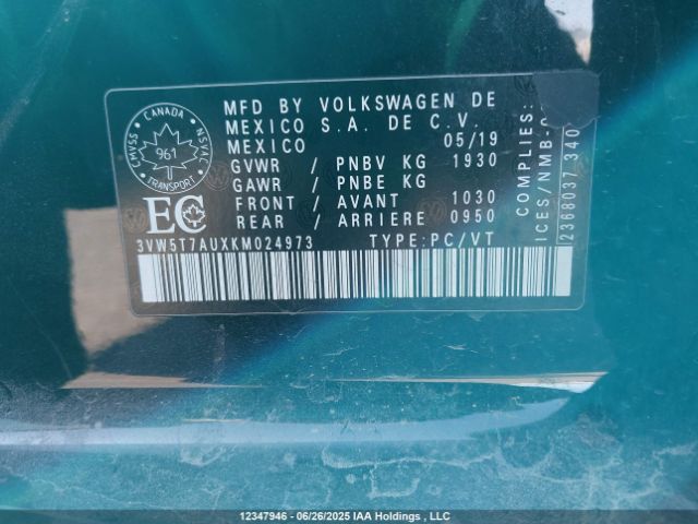 3VW5T7AUXKM024973 Volkswagen 2019