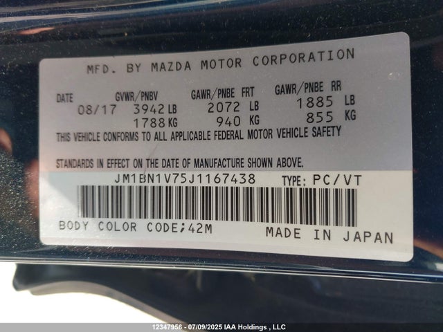 Mazda pe 2018 JM1BN1V75J1167438 Image 9