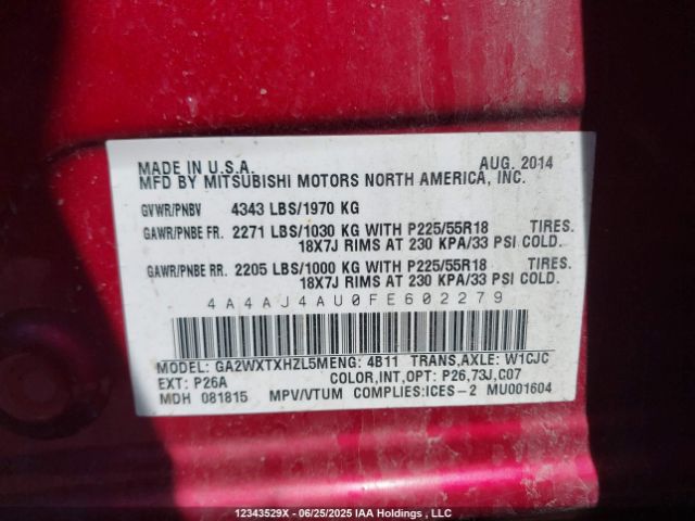 4A4AJ4AU0FE602279 Mitsubishi dohc mivec