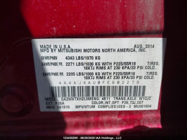 4A4AJ4AU0FE602279 Mitsubishi dohc mivec