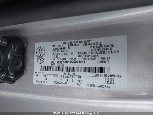 Ford gtdi 2019 1FTFX1E48KKD93843 Image 9