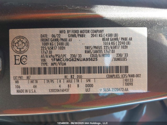1FMCU9G62NUA95625 Ford dragon di tc