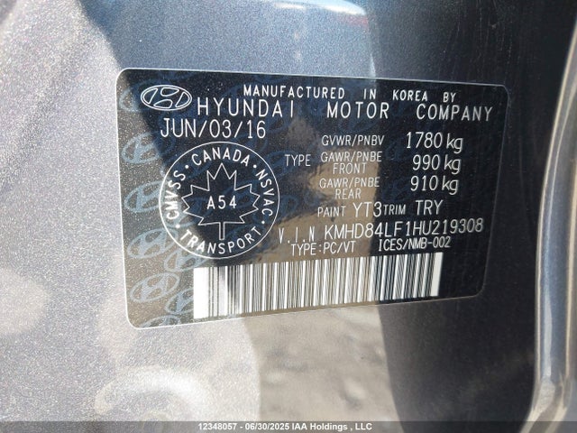KMHD84LF1HU219308 Hyundai 2017