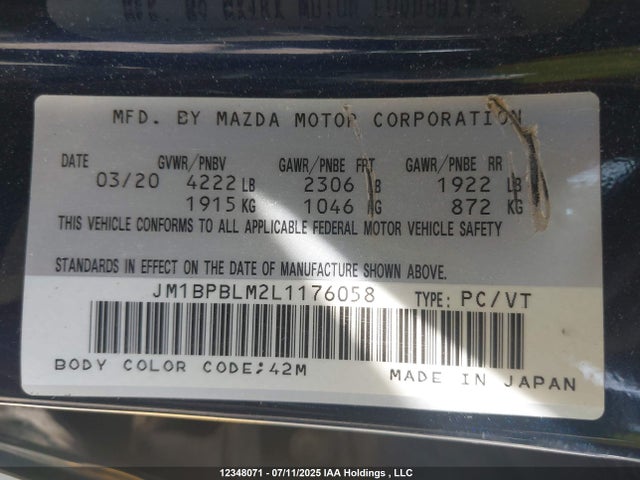 JM1BPBLM2L1176058 Mazda py cylinder deactivation