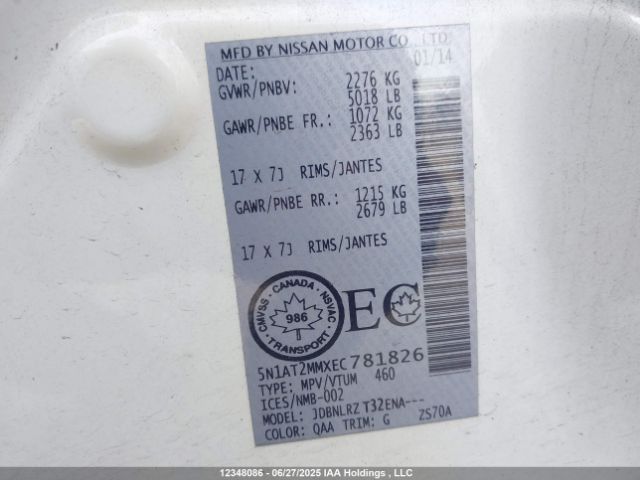 5N1AT2MMXEC781826 Nissan 2014
