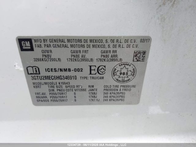 3GTU2MEC6HG346910 GMC l83 -spark ignited direct injection, variable valve timing, afm, e85 max, alum