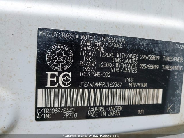 JTEAAAAH9RJ162367 Toyota a25a-fxs